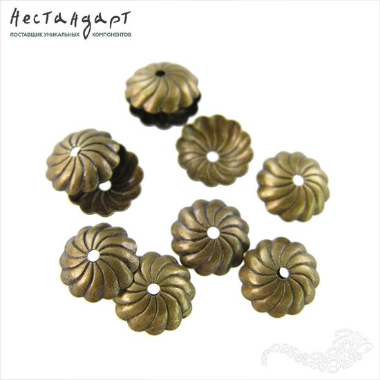 Чашечки для бусин Helix Patina Bronze 10х3 мм