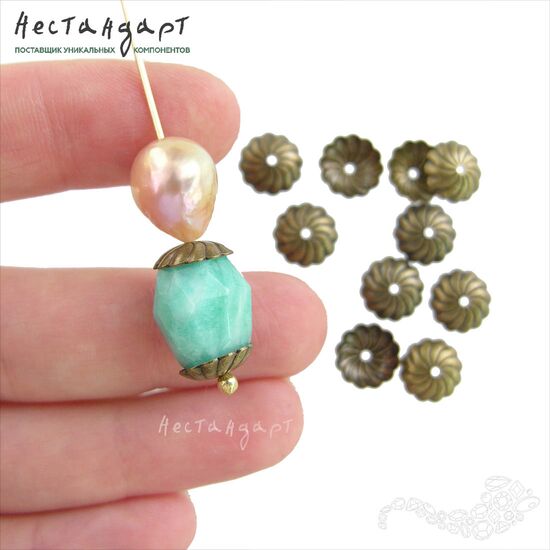 Чашечки для бусин Helix Patina Bronze 10х3 мм, изображение 2