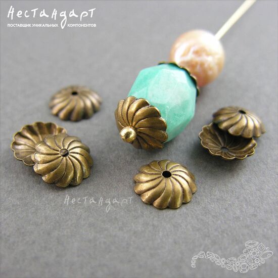 Чашечки для бусин Helix Patina Bronze 10х3 мм, изображение 3