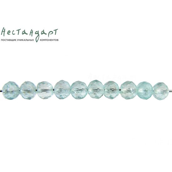 Берилл-аквамарин натуральный с ювелирной огранкой 3,5 мм (нить 5 см)