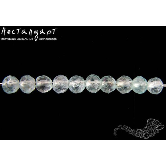 Берилл-аквамарин натуральный с ювелирной огранкой 3,5 мм (нить 5 см), изображение 3