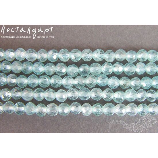Берилл-аквамарин натуральный с ювелирной огранкой 3,5 мм (нить 5 см), изображение 4