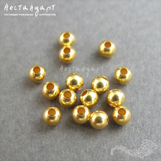 Бусина Round Vermeil Sterling Silver 2.5 мм (уп. 10 шт.), изображение 3