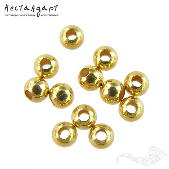 Бусина Round Vermeil Sterling Silver 2.5 мм (уп. 10 шт.), изображение 4