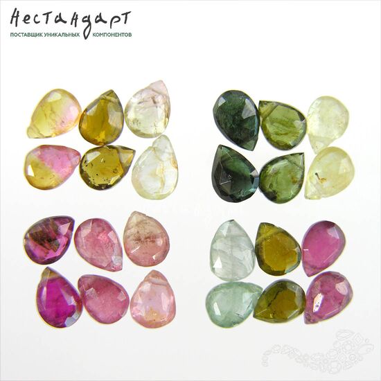 Турмалин натуральный Briolette Drop с огранкой 7х5 мм (уп. 6 шт.)
