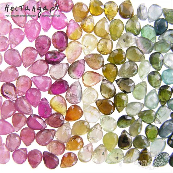 Турмалин натуральный Briolette Drop с огранкой 7х5 мм (уп. 6 шт.), изображение 2