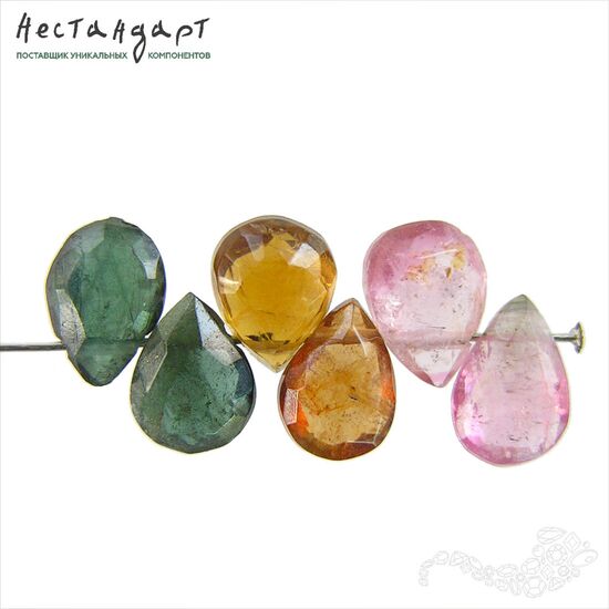 Турмалин натуральный Briolette Drop с огранкой 7х5 мм (уп. 6 шт.), изображение 3