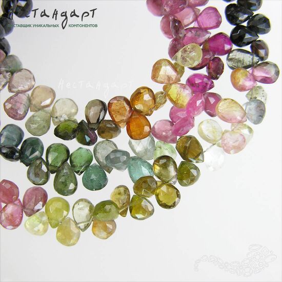 Турмалин натуральный Briolette Drop с огранкой 7х5 мм (уп. 6 шт.), изображение 4