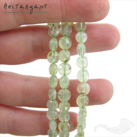 Пренит натуральный с огранкой DiscoBall 6х4 мм (уп. 6 шт.), изображение 2