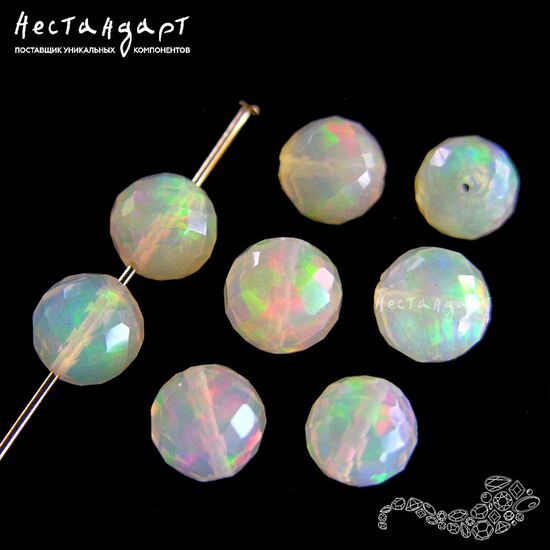 Опал натуральный эфиопский с огранкой 5,3-5,7 мм (пара), изображение 2