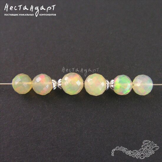 Опал натуральный эфиопский с огранкой 5,3-5,7 мм (пара), изображение 5