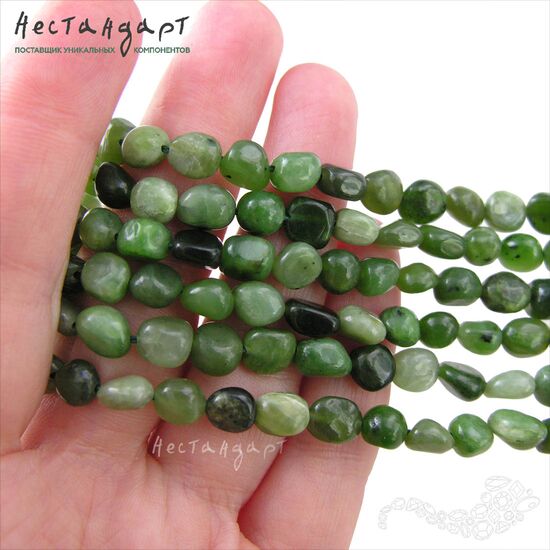 Нефрит натуральный Pebbles 6-7 мм (уп.10 шт.), изображение 2