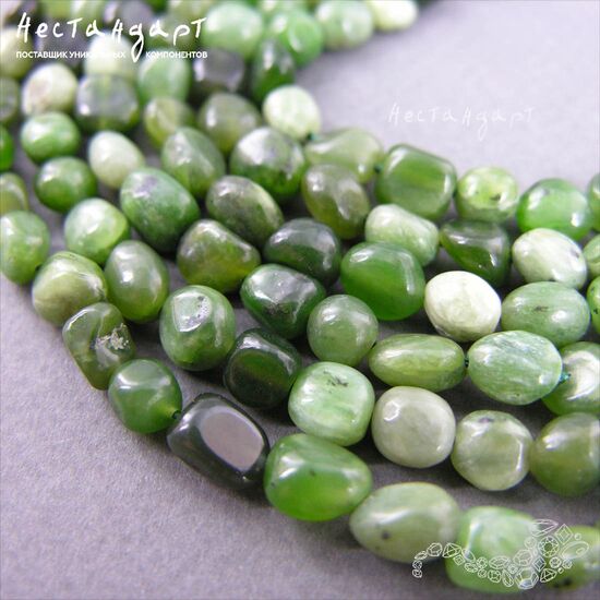 Нефрит натуральный Pebbles 6-7 мм (уп.10 шт.), изображение 3