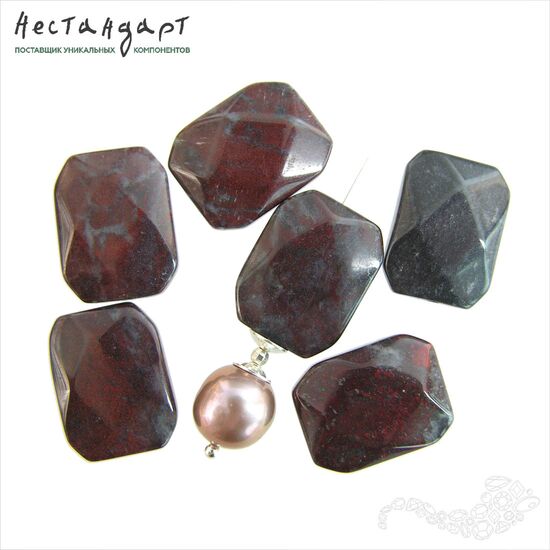 Яшма натуральная Cut Geometric 18х14 мм