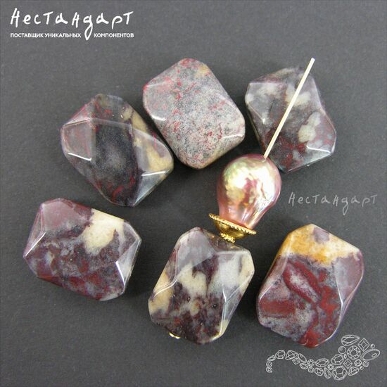 Яшма натуральная Cut Geometric 18х14 мм, изображение 3