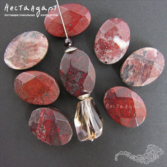 Яшма красная натуральная Cut Oval 18х13 мм, изображение 3