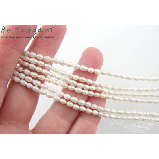 Жемчуг натуральный белый Rice 5-7 мм (нить 18 см), изображение 2