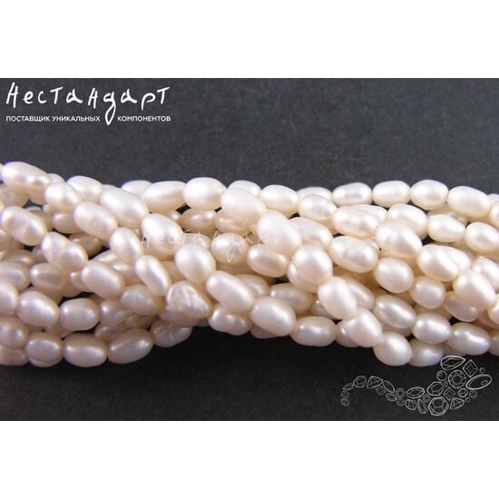Жемчуг натуральный белый Rice 5-7 мм (нить 18 см), изображение 3