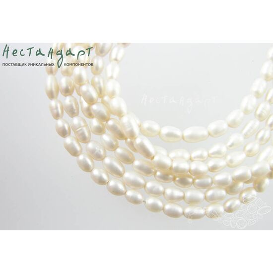 Жемчуг натуральный белый Rice 5-7 мм (нить 18 см), изображение 4