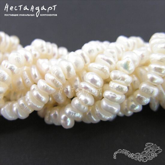 Жемчуг натуральный Corn White 7х3 мм (нить 12 см), изображение 3