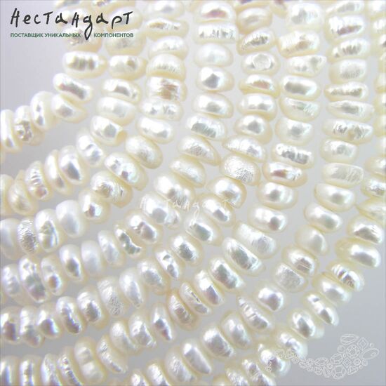 Жемчуг натуральный Corn White 7х3 мм (нить 12 см), изображение 4