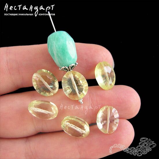 Кварц натуральный Yellow Antwerp Oval 12х10 мм (пара), изображение 2