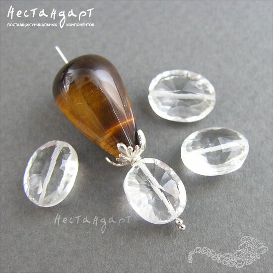 Кварц натуральный прозрачный Antwerp Oval 11,5-12,5 мм (пара), изображение 2