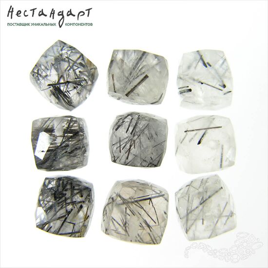 Кварц натуральный рутиловый с огранкой Cube 8-10 мм, изображение 3