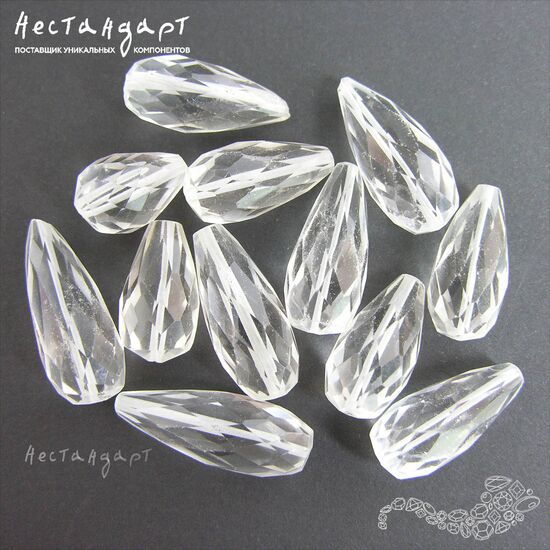 Кварц натуральный прозрачный Rock Crystal Drop 28-36 мм. Уценка.