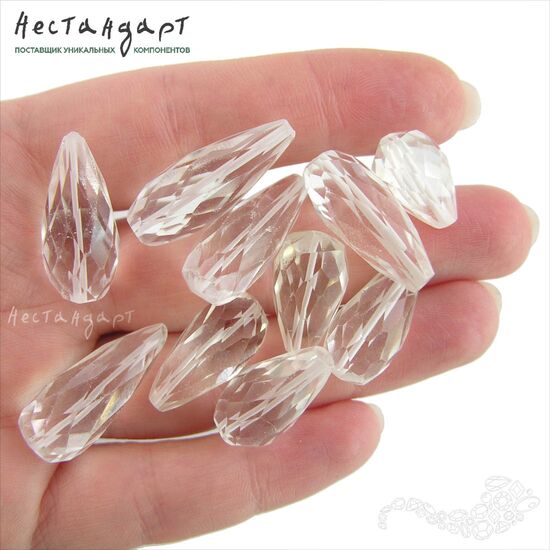 Кварц натуральный прозрачный Rock Crystal Drop 28-36 мм. Уценка., изображение 2