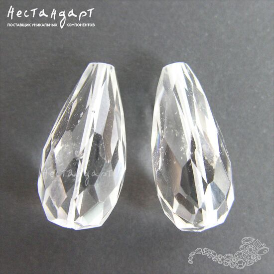 Кварц натуральный прозрачный Rock Crystal Drop 28-36 мм. Уценка., изображение 3