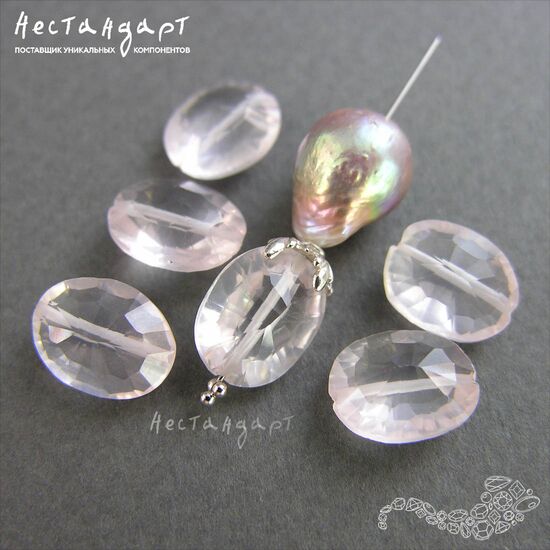 Кварц натуральный розовый Antwerp Oval 11-12 мм (пара), изображение 3