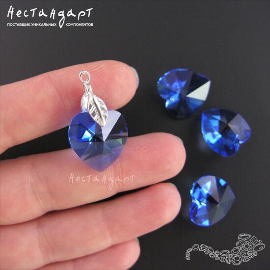 6202 Swarovski Heart Sapphire 18х17,5 мм, изображение 2