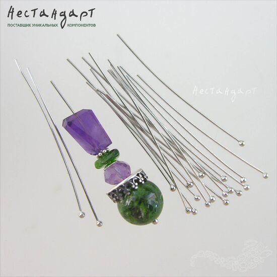 Пин с шариком Sterling Silver 35х0,6 мм, изображение 2