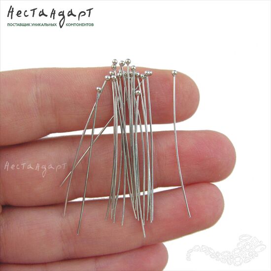 Пин с шариком Sterling Silver 35х0,6 мм, изображение 4
