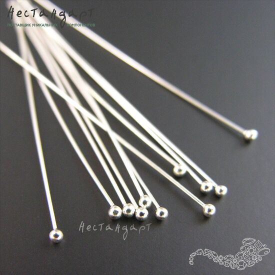 Пин с шариком Sterling Silver 50х0,5 мм, изображение 2
