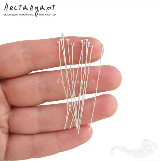 Пин с шариком Sterling Silver 50х0,5 мм, изображение 3