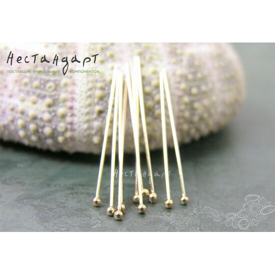 Пин с шариком Gold Filled 27х0,5 мм, изображение 2