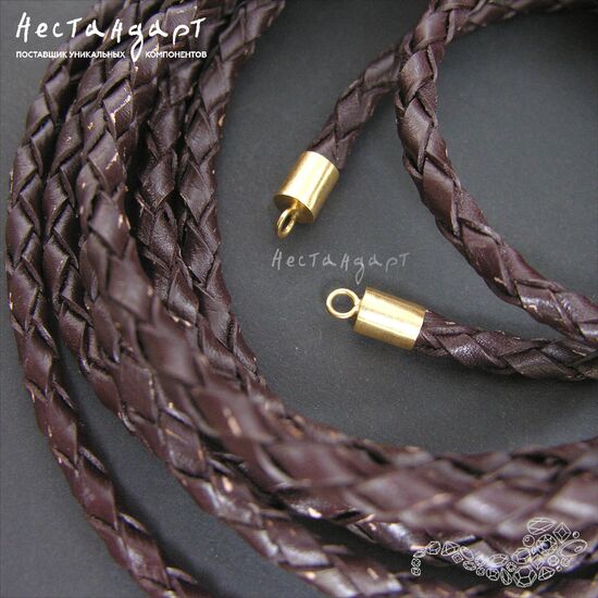 Шнур натуральная кожа плетеный коричневый 5 мм (уп. 40 см.), изображение 2