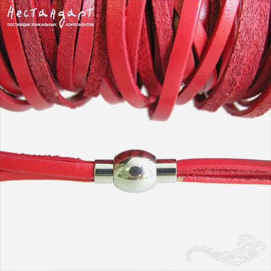 Шнур натуральная кожа плоский красный 3х1,5 мм