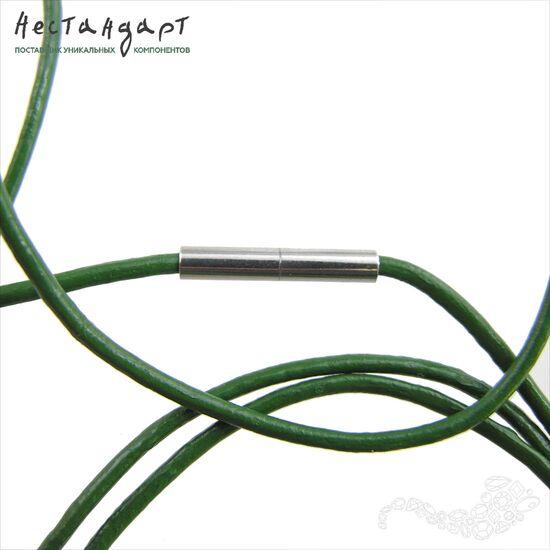 Шнур натуральная кожа темно-зеленый 2 мм, изображение 2