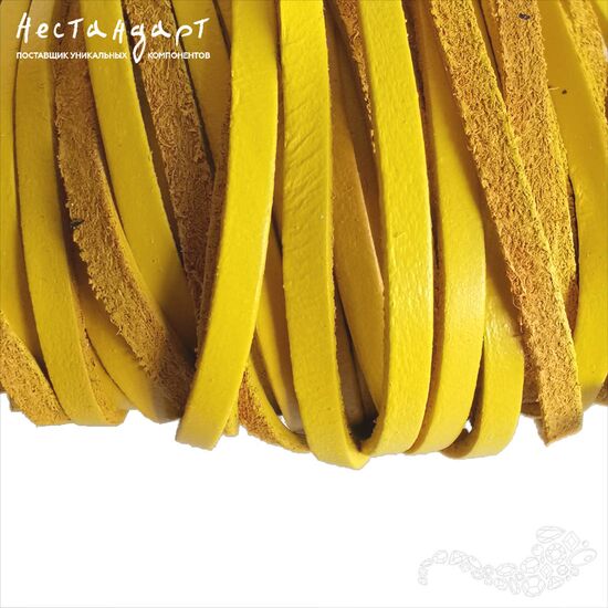 Шнур натуральная кожа плоский желтый 3х1,5 мм