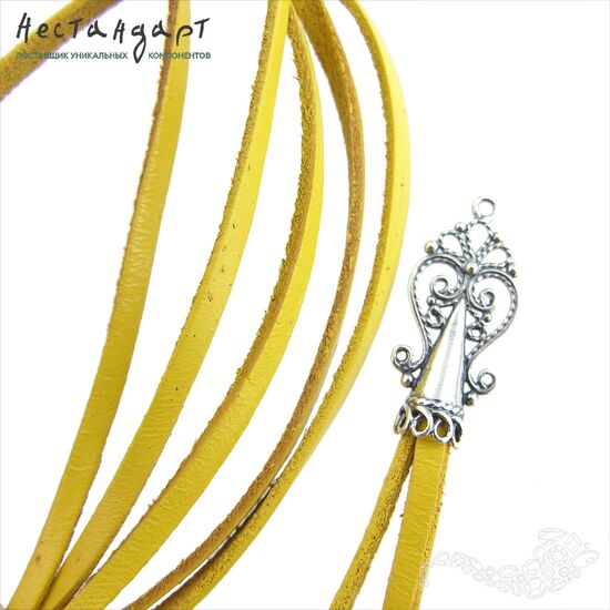 Шнур натуральная кожа плоский желтый 3х1,5 мм, изображение 4