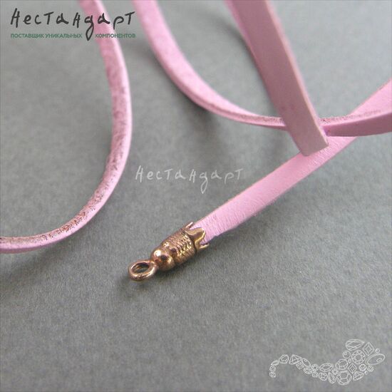 Шнур натуральная кожа плоский розовый 3х1,5 мм, изображение 2