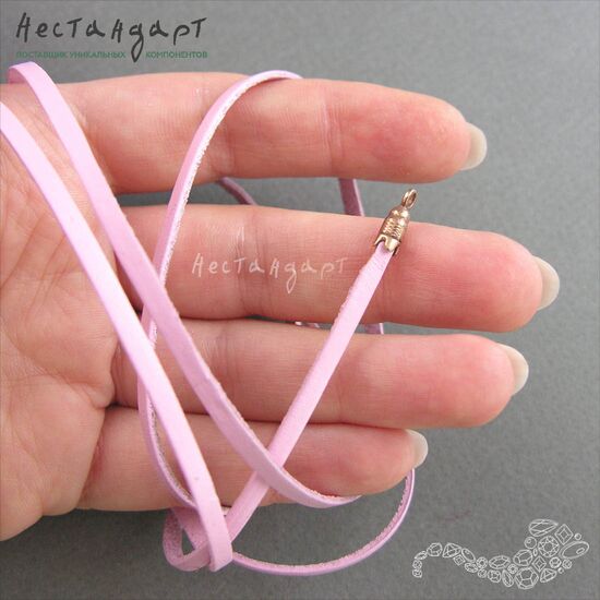 Шнур натуральная кожа плоский розовый 3х1,5 мм, изображение 3