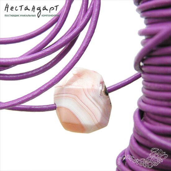 Шнур натуральная кожа сиреневый 2 мм, изображение 2