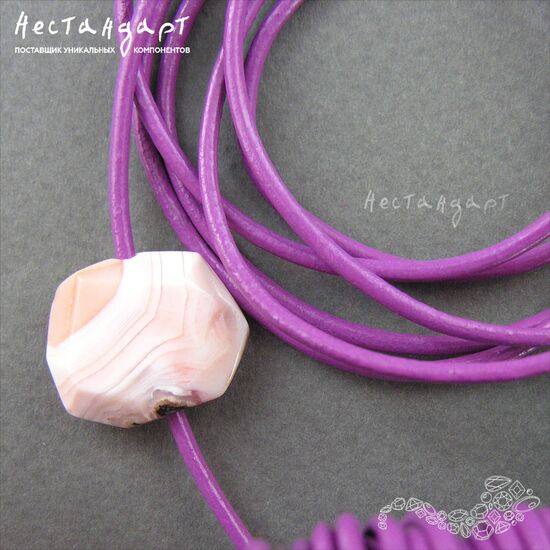 Шнур натуральная кожа сиреневый 2 мм, изображение 3