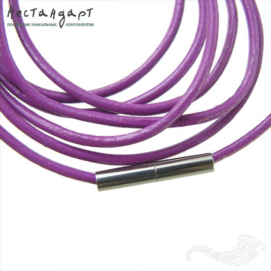 Шнур натуральная кожа сиреневый 2 мм, изображение 4