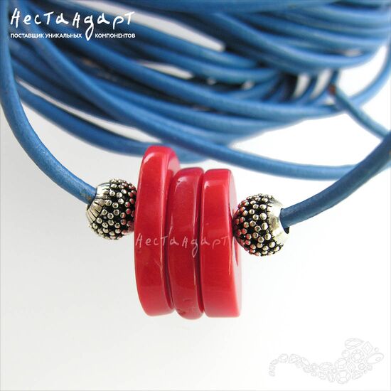 Шнур натуральная кожа синий 2 мм, изображение 2