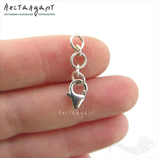 Замок-карабин с цепочкой Sterling Silver 10х6 мм, изображение 2